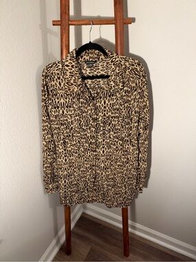 George Tan Leopard Print Button-Down Shirt